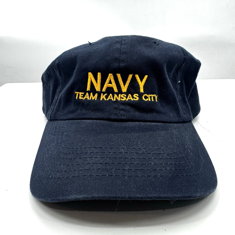 Navy Team Kansas City Sportsman Baseball Cap Adjustable Strap Navy Blue and Gold